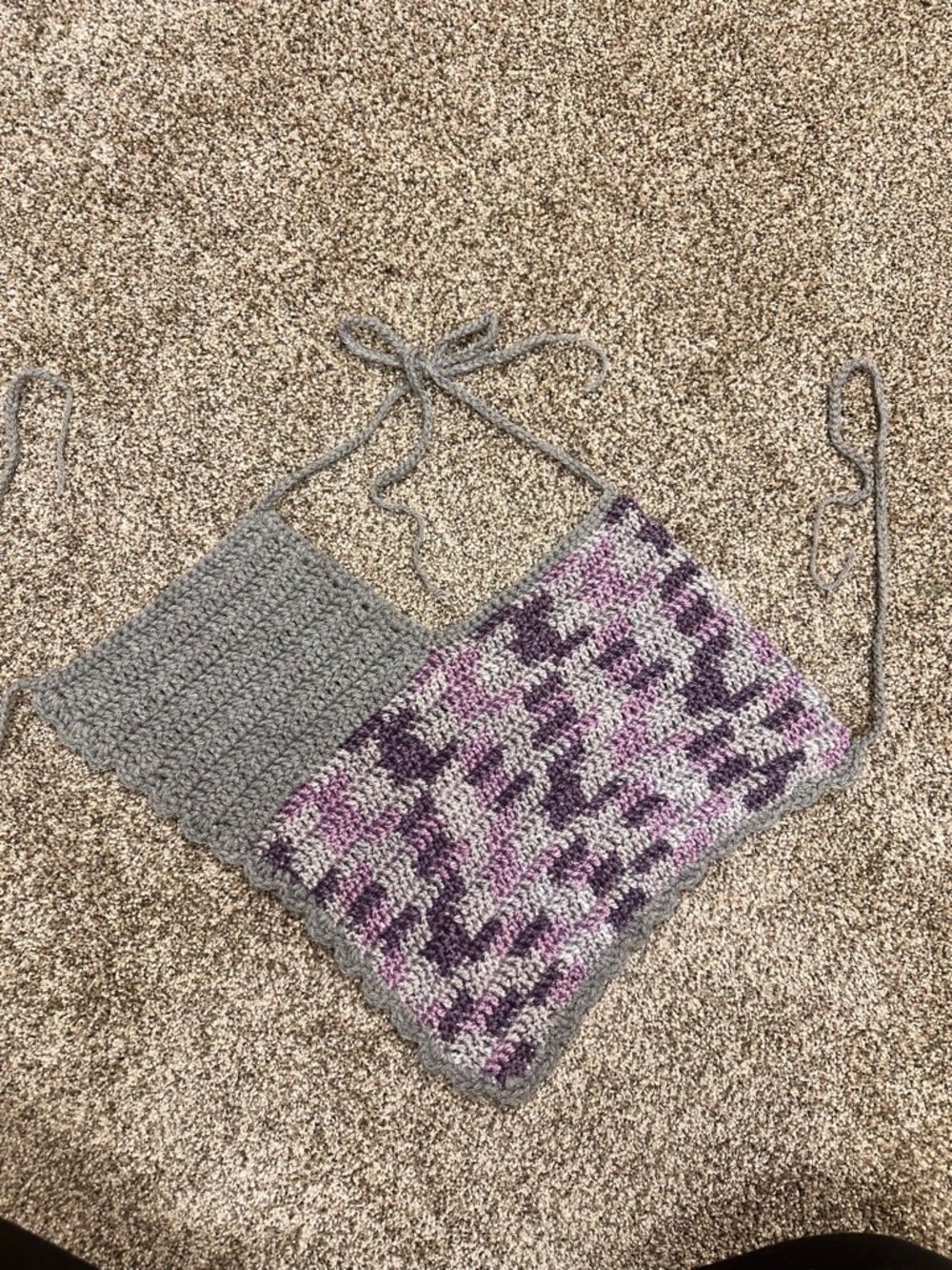 Handmade Gray and Purple Crochet Halter Top